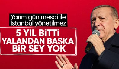 Cumhurbaşkanı Erdoğan’dan İmamoğlu’na tepki: İstanbul’u sel götürüyor tatile gidiyor